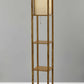 HomeRoots Floor Lamp With Storage Shelves and Natural Wood Finish