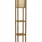 HomeRoots Floor Lamp With Storage Shelves and Natural Wood Finish