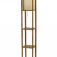 HomeRoots Floor Lamp With Storage Shelves and Natural Wood Finish