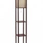 HomeRoots Floor Lamp With Storage Shelves and Walnut Wood Finish