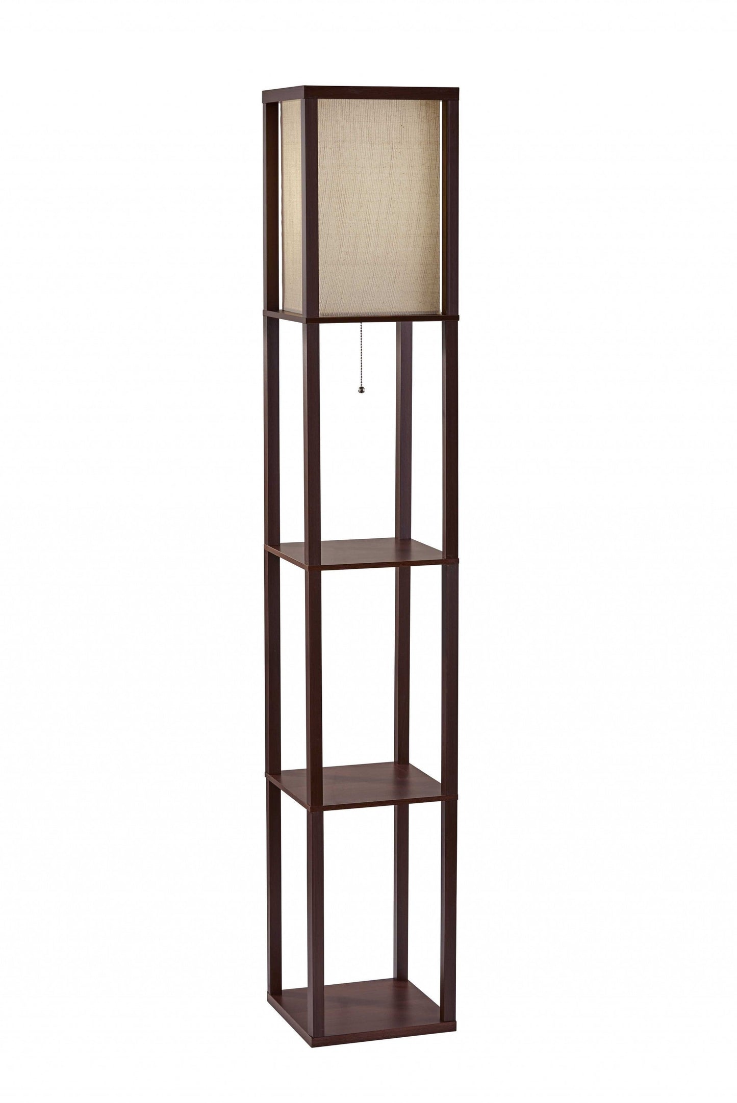 HomeRoots Floor Lamp With Storage Shelves and Walnut Wood Finish