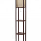 HomeRoots Floor Lamp With Storage Shelves and Walnut Wood Finish