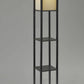 HomeRoots Floor Lamp With Storage Shelves in Black Wood Finish