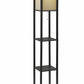 HomeRoots Floor Lamp With Storage Shelves in Black Wood Finish