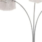 HomeRoots Floor Lamp With Three Hanging Crystal Shades and Silver Finish