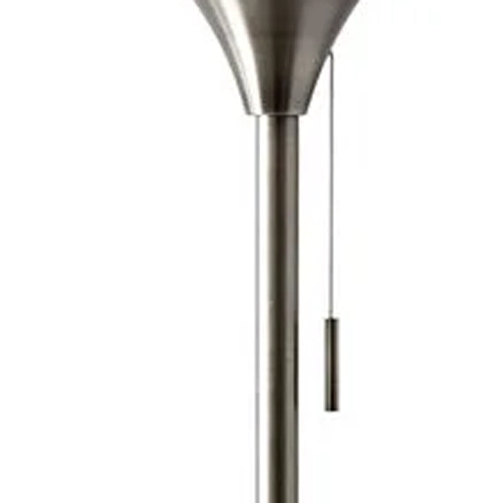 HomeRoots Floor Lamp With White Opal Wine Glass Shade and Brushed Steel Finish