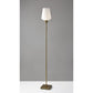 HomeRoots Floor Lamp With White Opal Wine Glass Shade in Brass Metal Finish