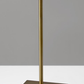 HomeRoots Floor Lamp With White Opal Wine Glass Shade in Brass Metal Finish