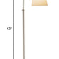 HomeRoots Floor Lamp with Adjustable Arc and Classic Linen Shade in Brushed Steel Metal Finish