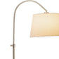 HomeRoots Floor Lamp with Adjustable Arc and Classic Linen Shade in Brushed Steel Metal Finish