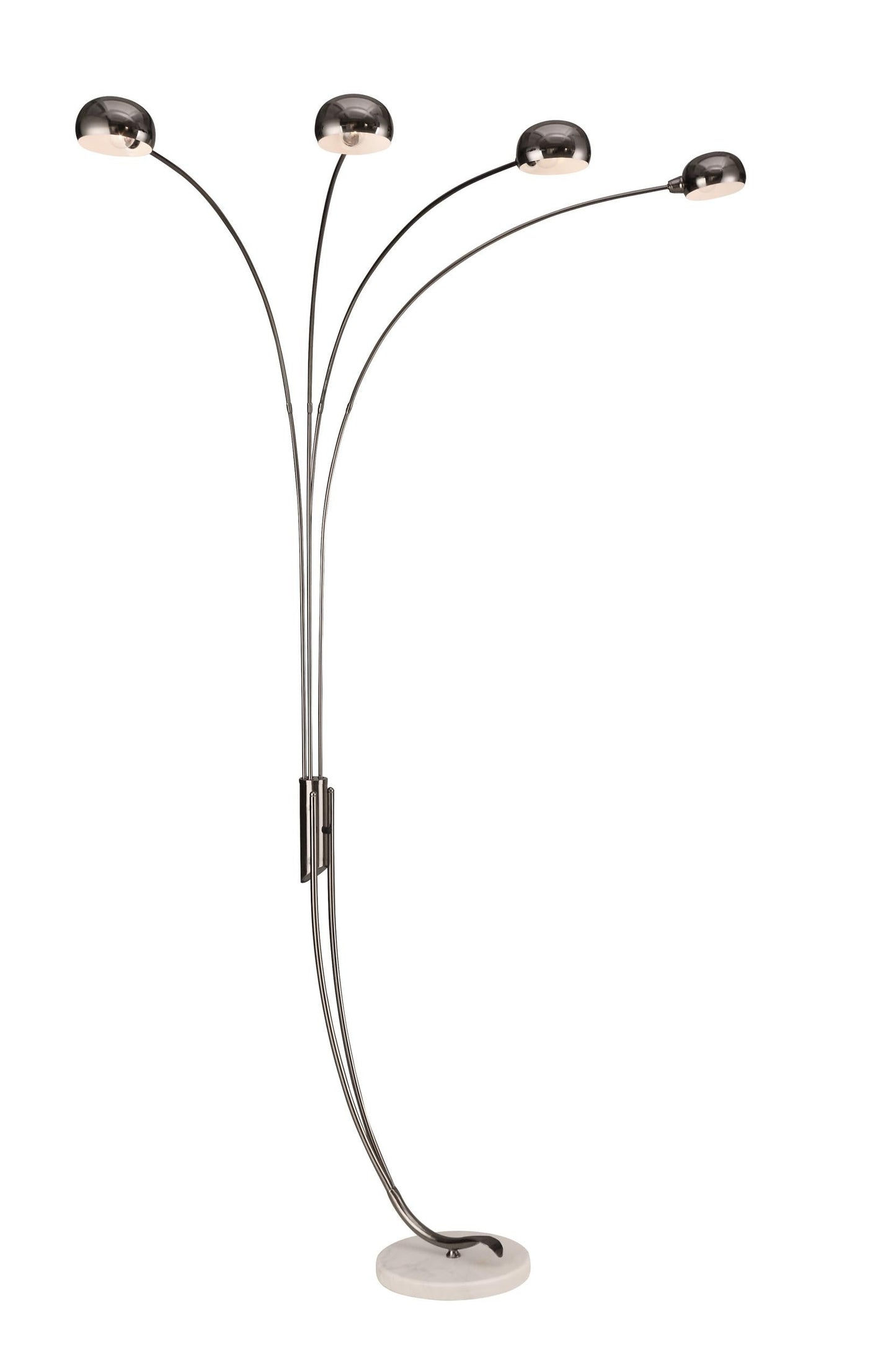 HomeRoots Four Light Curved Floor Lamp in Black Finish
