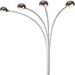 HomeRoots Four Light Curved Floor Lamp in Black Finish