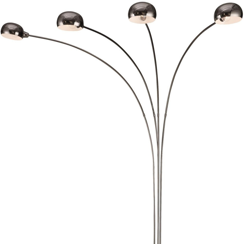 HomeRoots Four Light Curved Floor Lamp in Black Finish