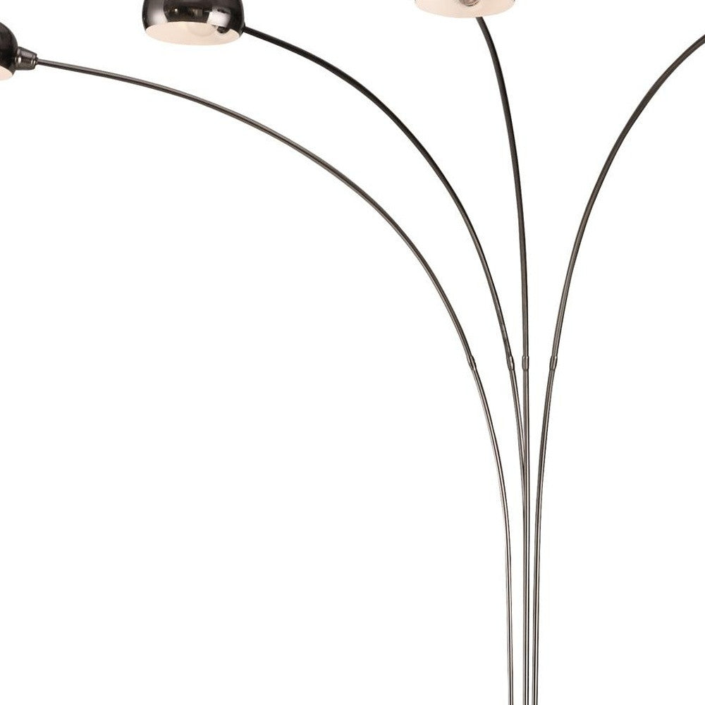 HomeRoots Four Light Curved Floor Lamp in Black Finish