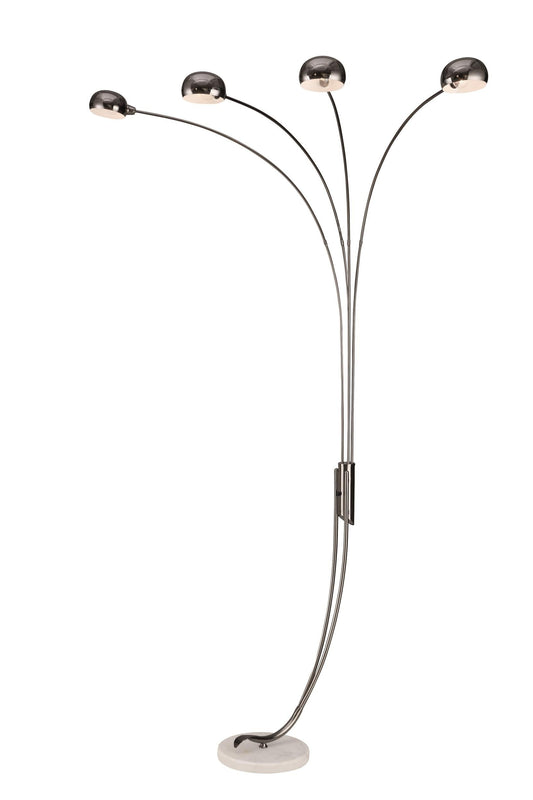 HomeRoots Four Light Curved Floor Lamp in Black Finish