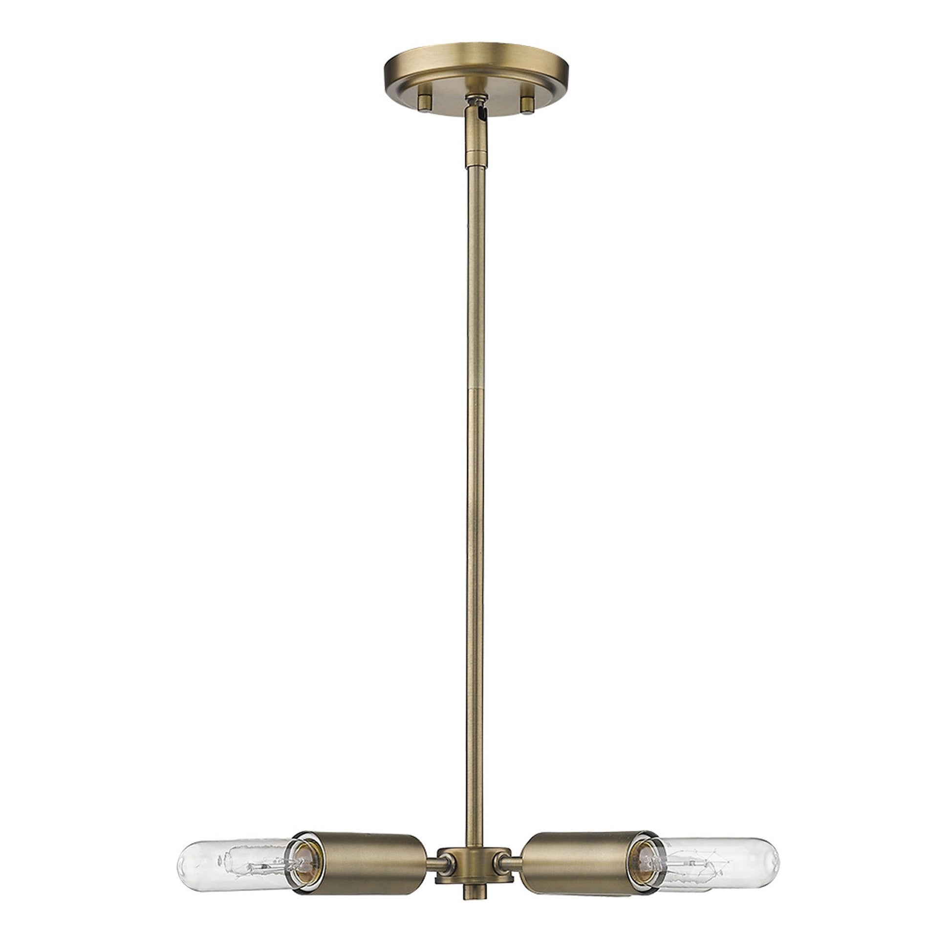 HomeRoots Four Light Hanging Chandelier in Dull Gold Finish