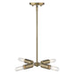 HomeRoots Four Light Hanging Chandelier in Dull Gold Finish