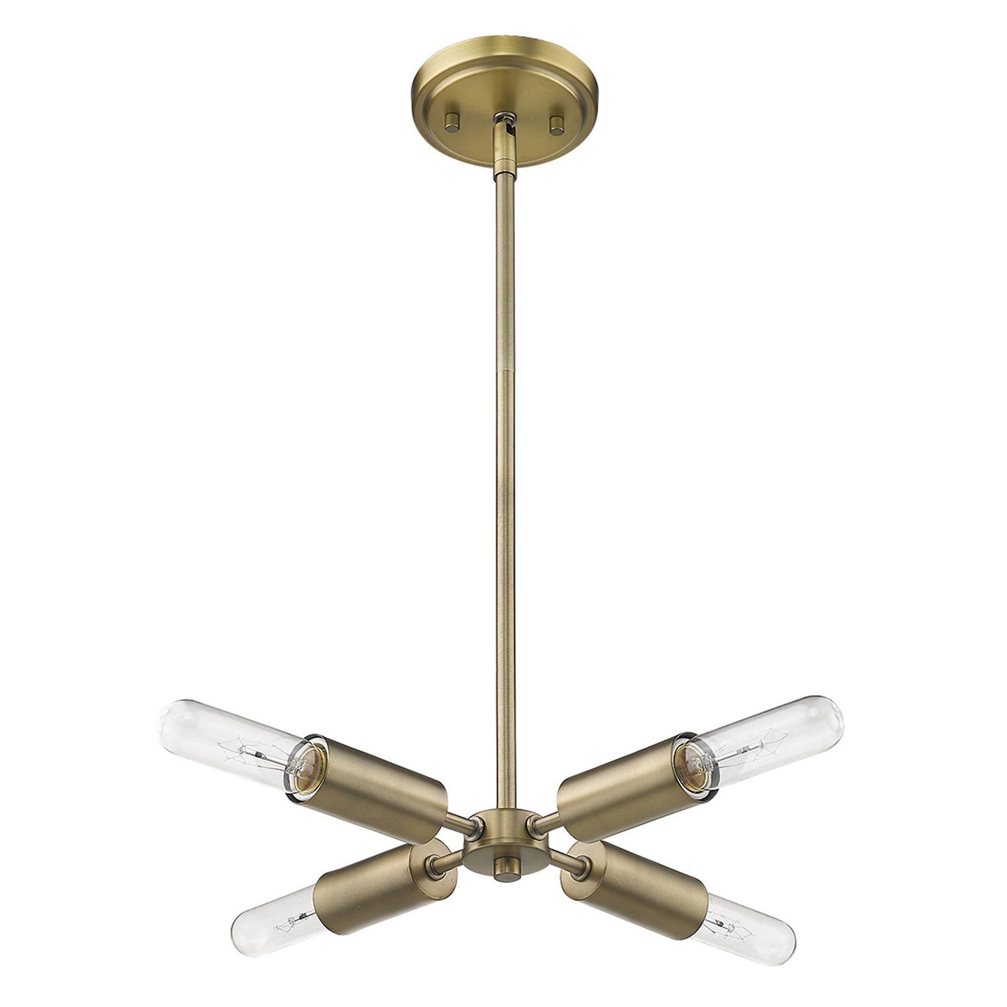 HomeRoots Four Light Hanging Chandelier in Dull Gold Finish