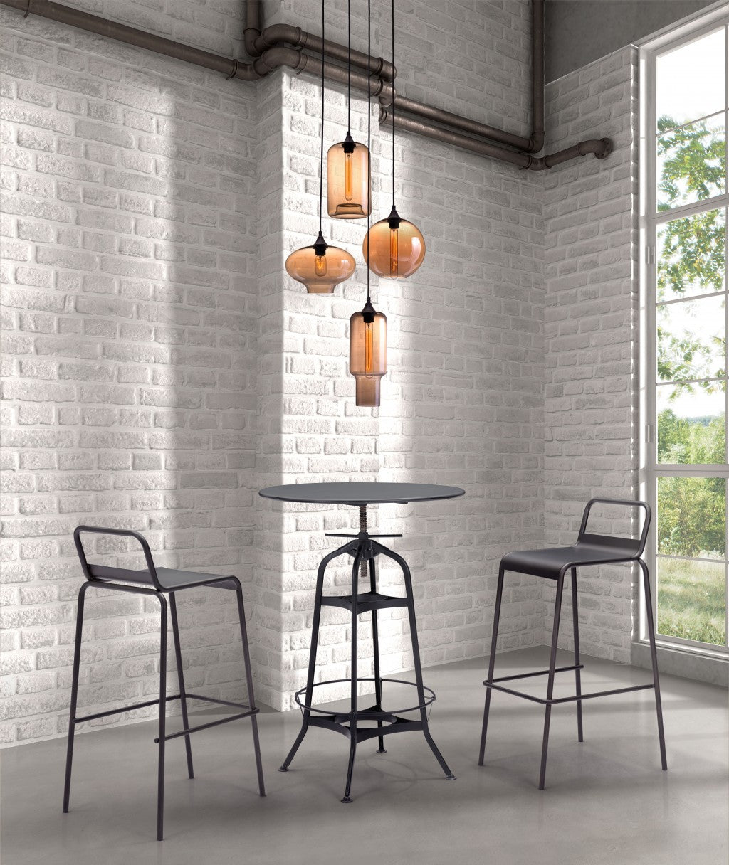 HomeRoots Four Light Metal Dimmable Ceiling Light With Amber Shades