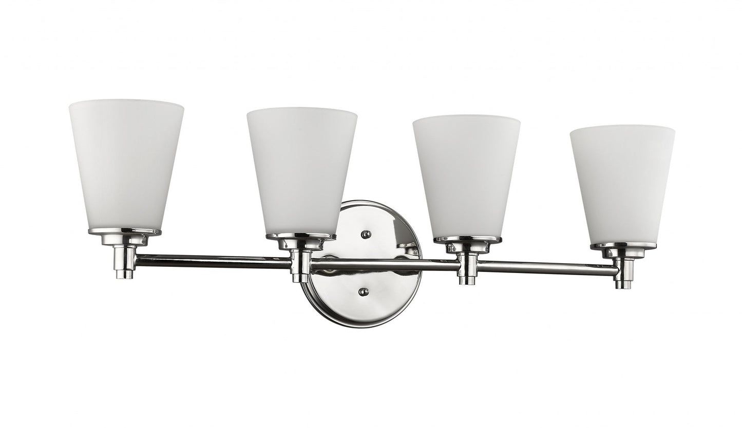 HomeRoots Four Light Wall Light With Frosted Glass Shade in Silver Finish