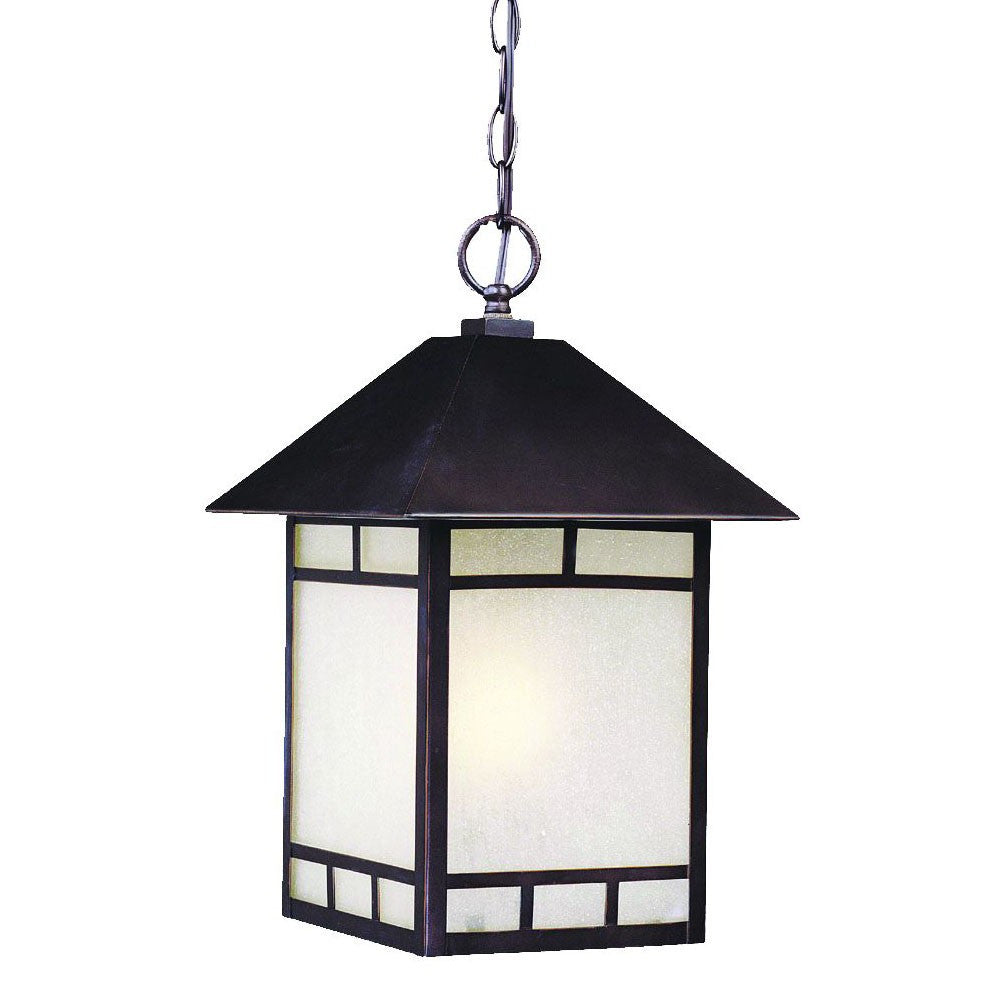 HomeRoots Frosted Glass Hanging Lantern Light With Antique Bronze Finish