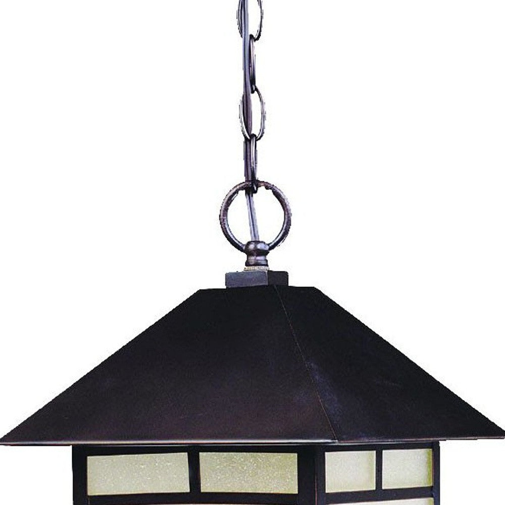 HomeRoots Frosted Glass Hanging Lantern Light With Antique Bronze Finish