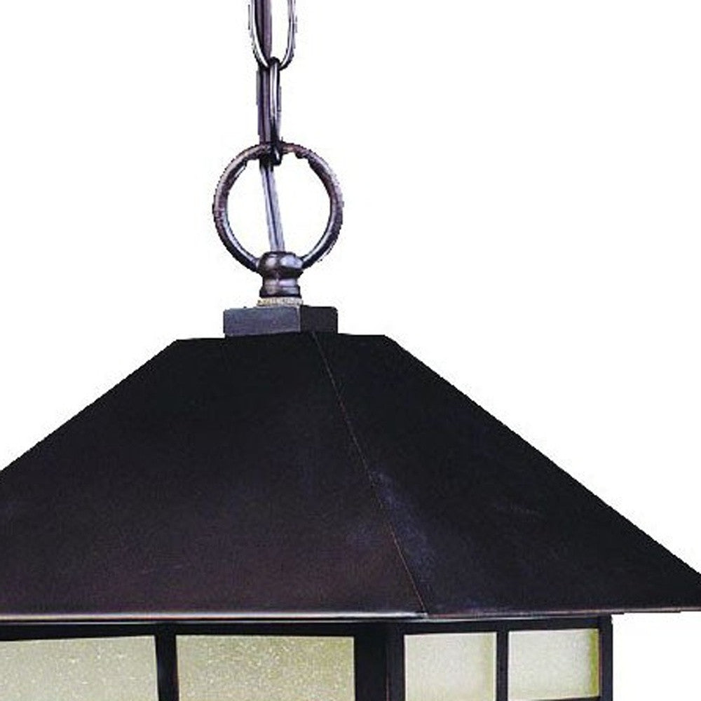 HomeRoots Frosted Glass Hanging Lantern Light With Antique Bronze Finish