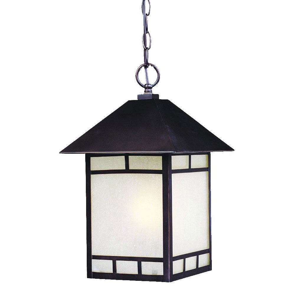 HomeRoots Frosted Glass Hanging Lantern Light With Antique Bronze Finish