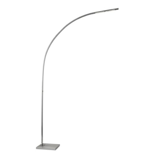 HomeRoots Futuristic Metal LED Arc Floor Lamp With Brushed Steel Finish