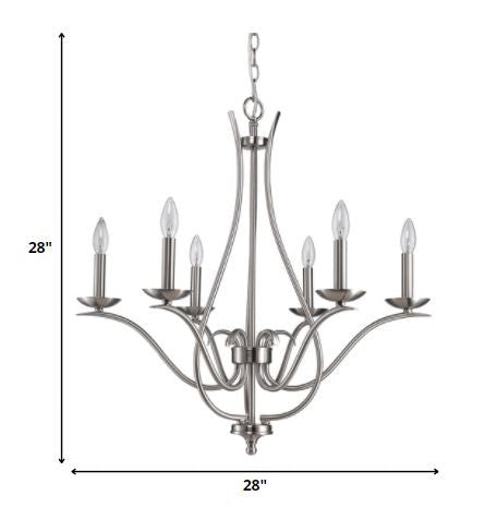 HomeRoots Genevieve 5-Light Chandelier in Satin Nickel Finish