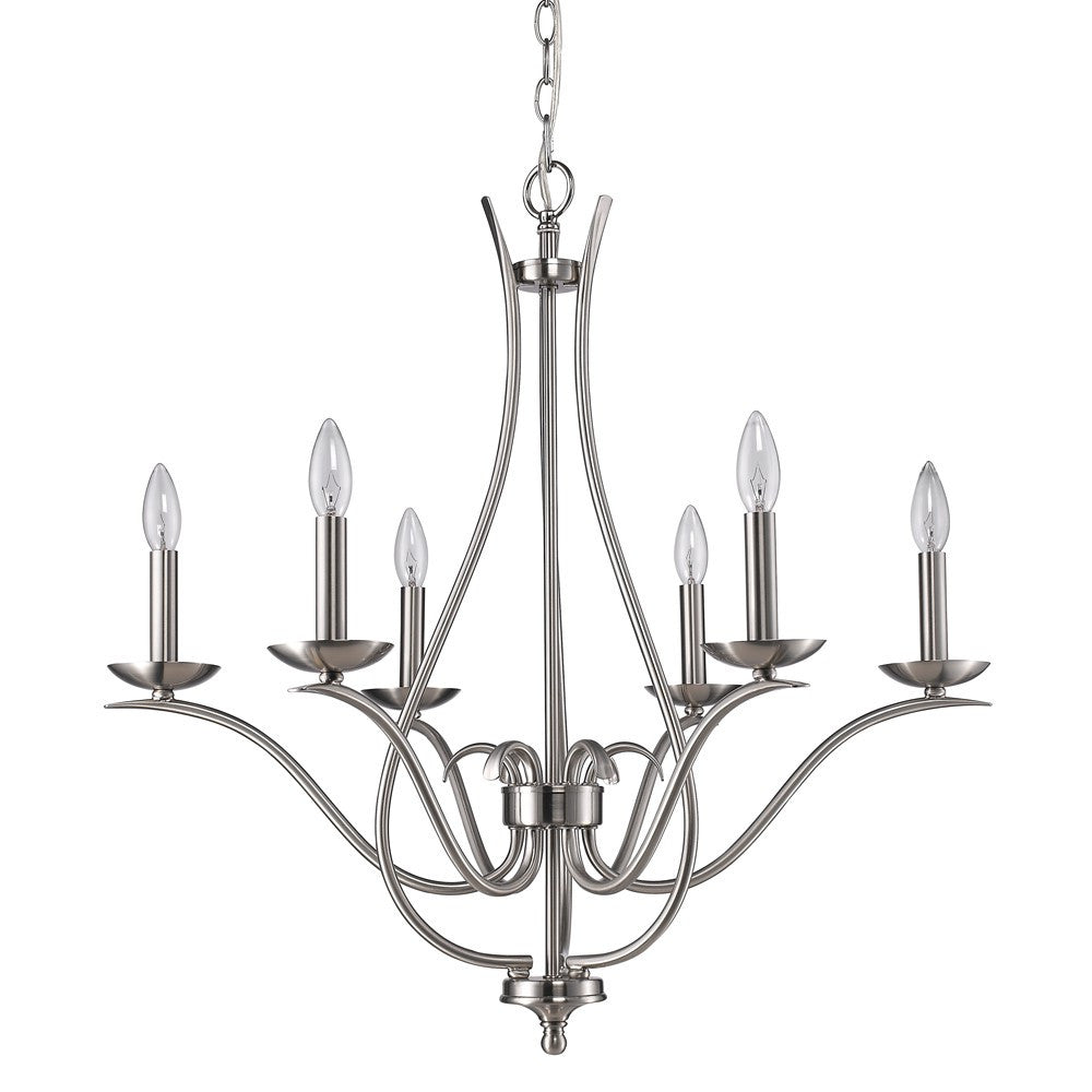 HomeRoots Genevieve 5-Light Chandelier in Satin Nickel Finish