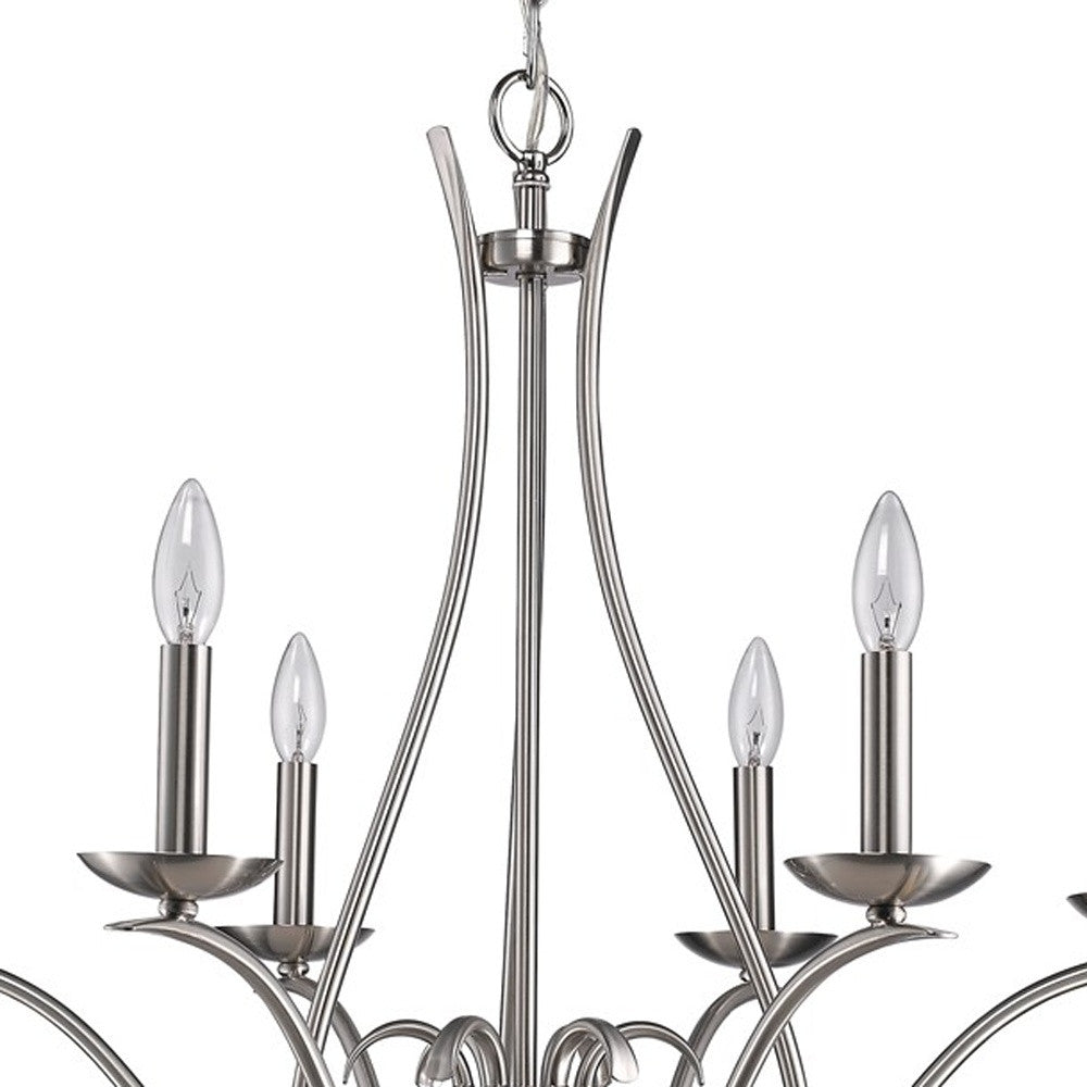 HomeRoots Genevieve 5-Light Chandelier in Satin Nickel Finish