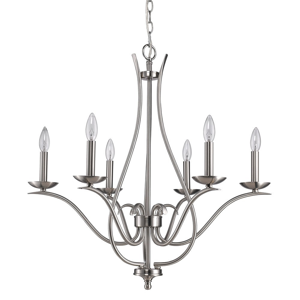HomeRoots Genevieve 5-Light Chandelier in Satin Nickel Finish