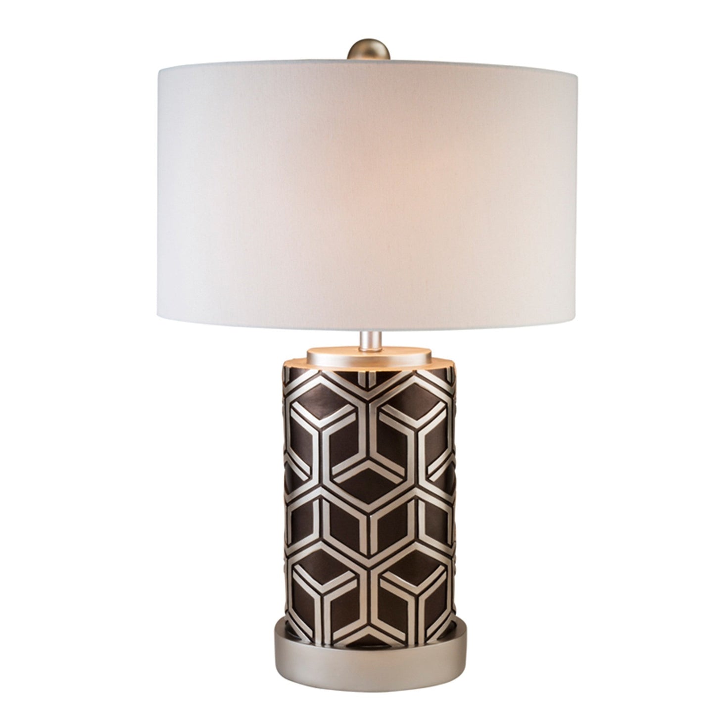 HomeRoots Geo Weave Table Lamp With Deep Brown and Silver Finish