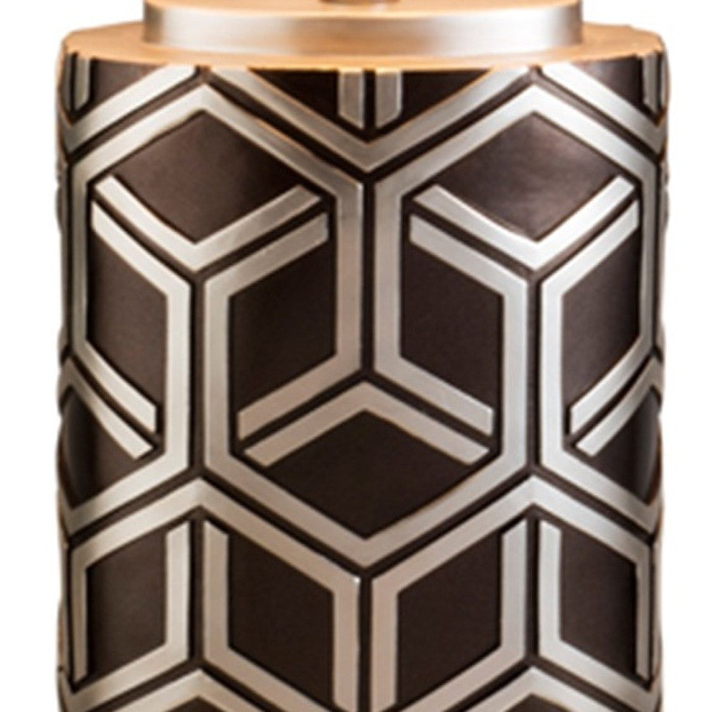 HomeRoots Geo Weave Table Lamp With Deep Brown and Silver Finish