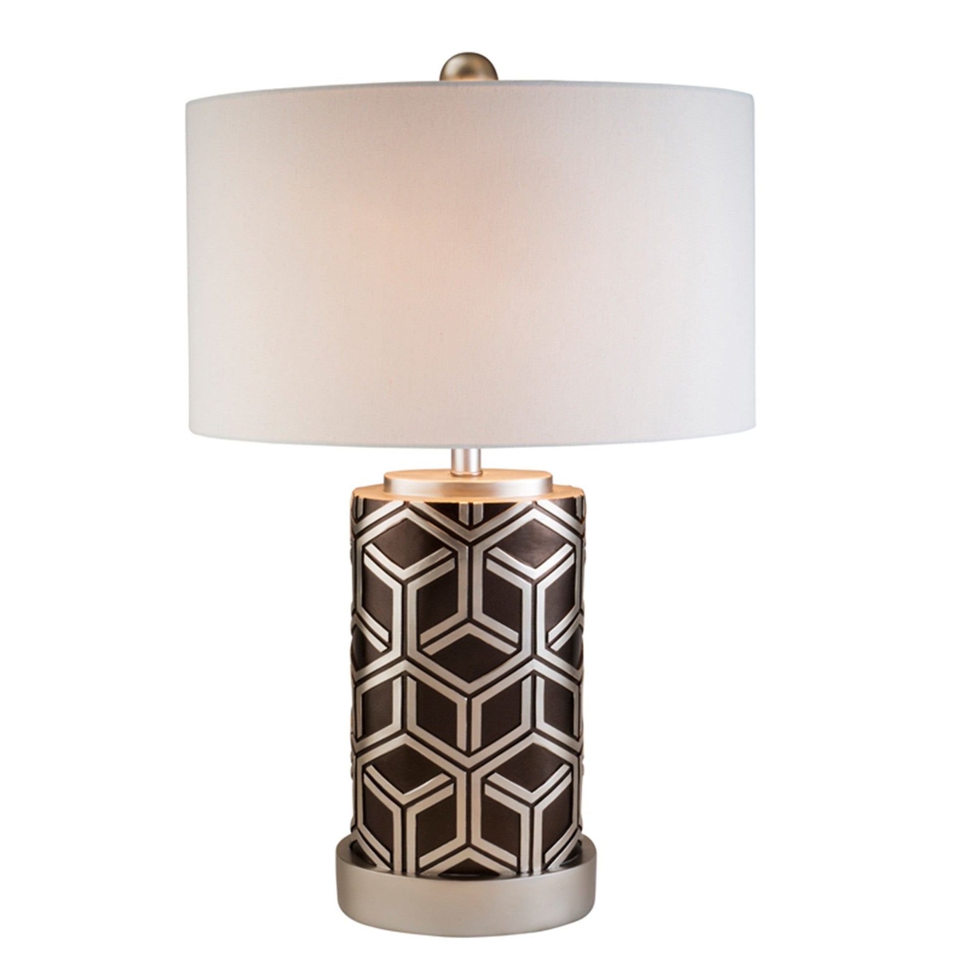HomeRoots Geo Weave Table Lamp With Deep Brown and Silver Finish