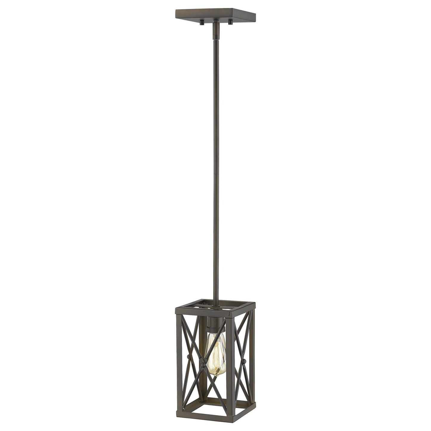 HomeRoots Geometric Mini Pendant Hanging Light in Bronze Metal Finish
