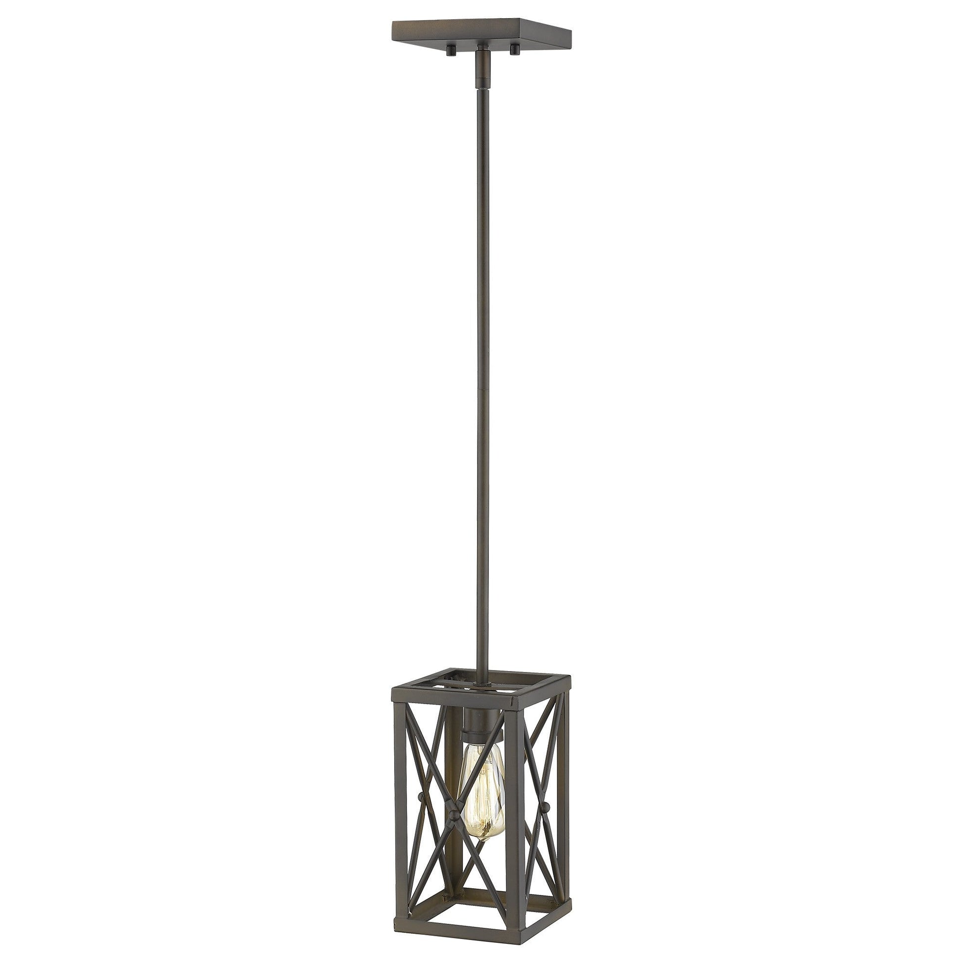HomeRoots Geometric Mini Pendant Hanging Light in Bronze Metal Finish