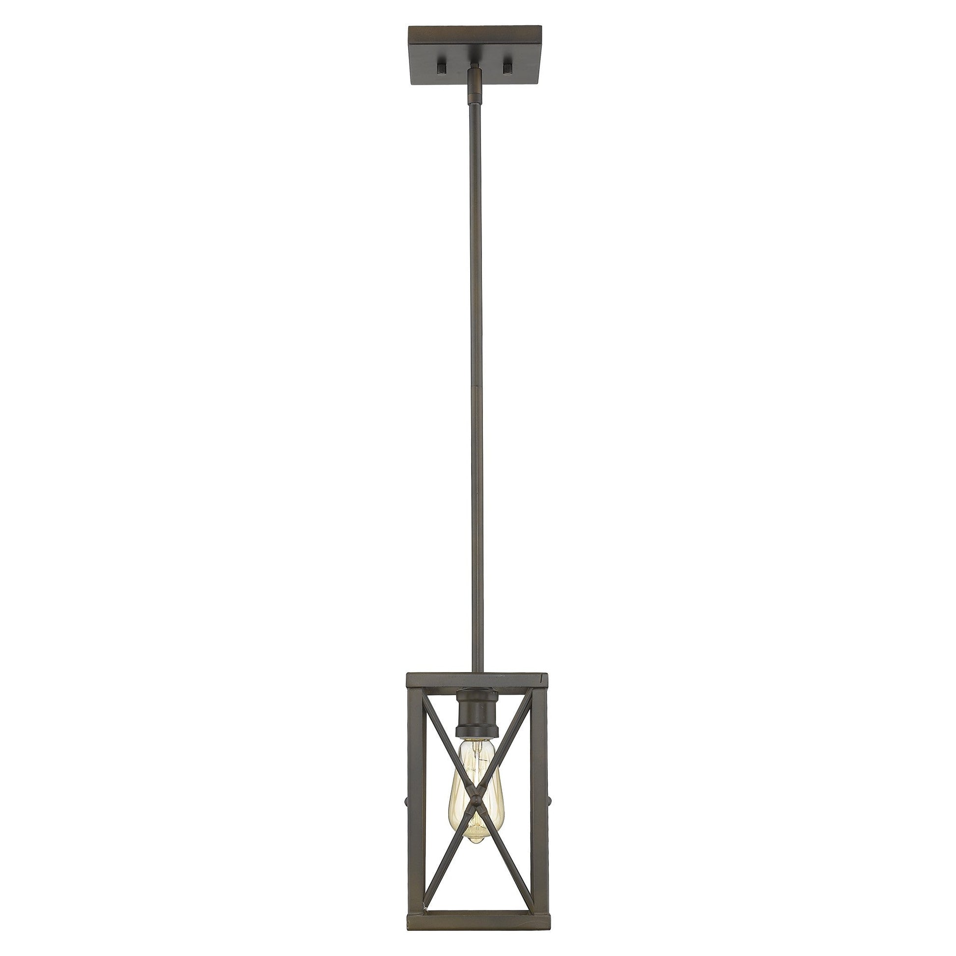 HomeRoots Geometric Mini Pendant Hanging Light in Bronze Metal Finish