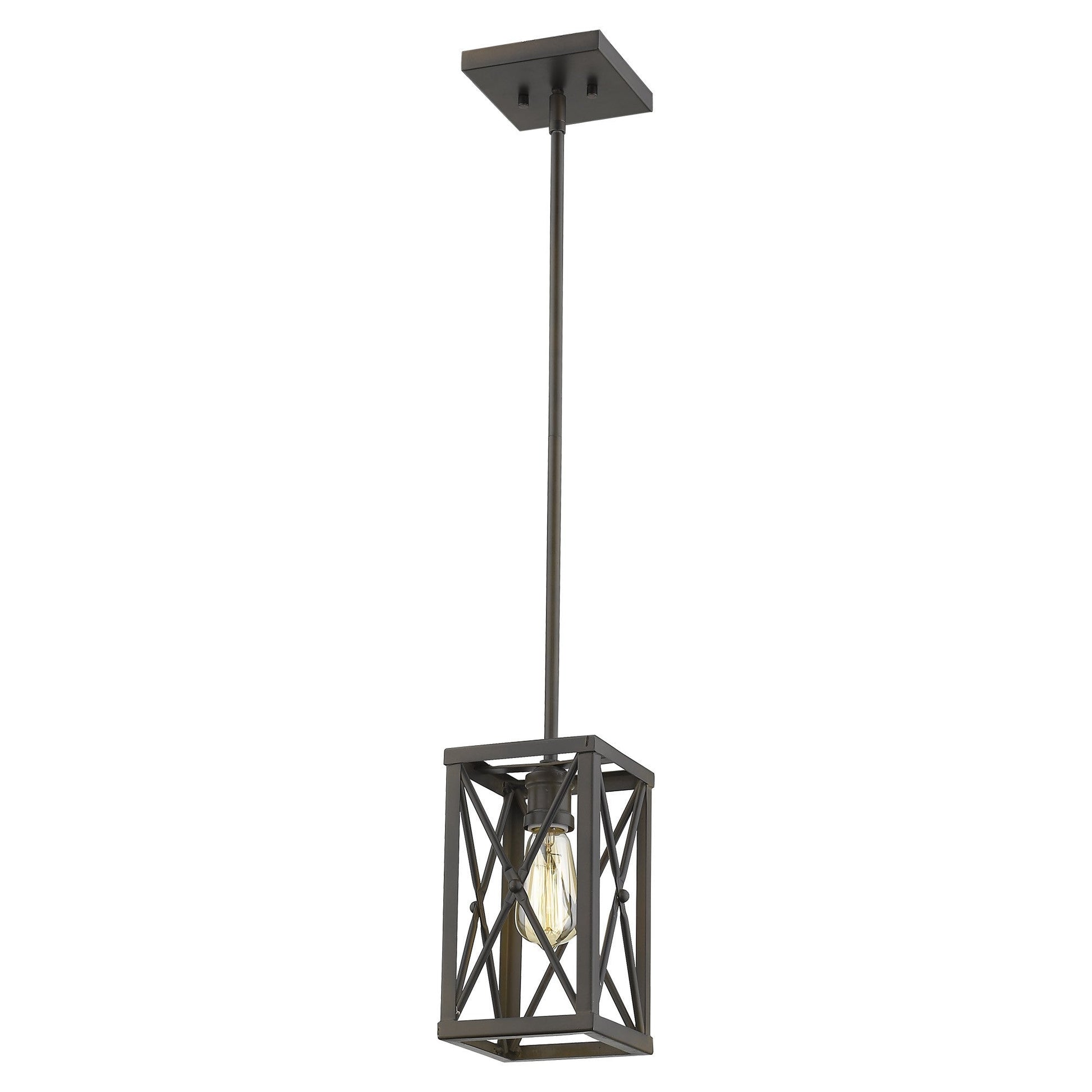 HomeRoots Geometric Mini Pendant Hanging Light in Bronze Metal Finish