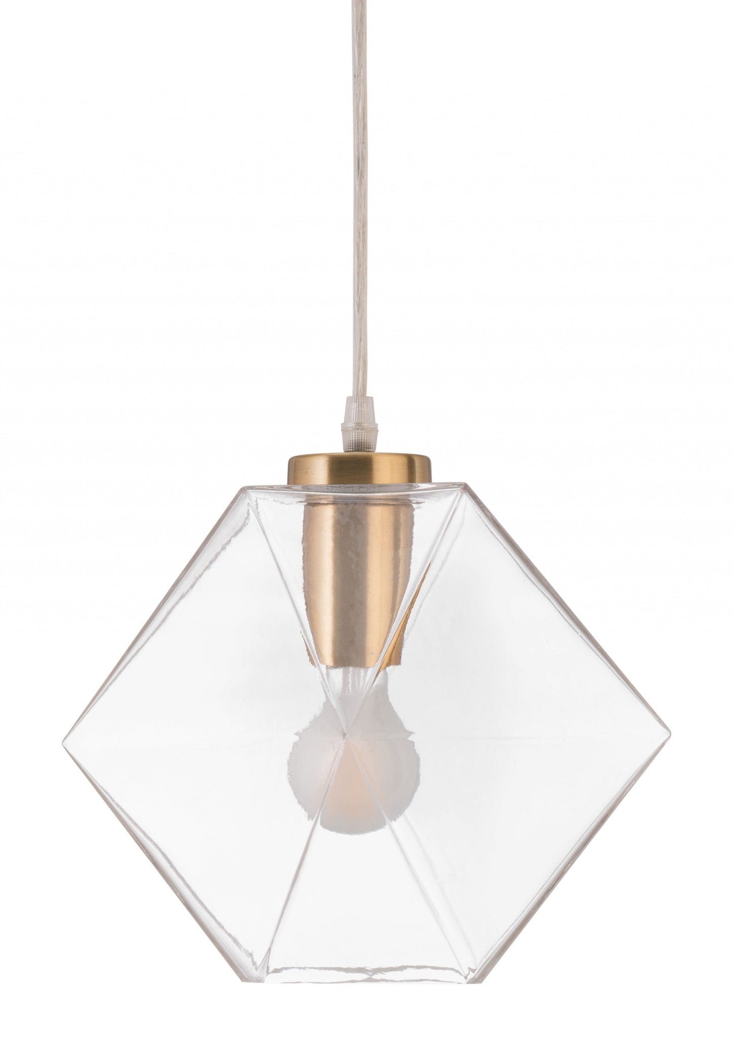 HomeRoots Geometric Plastic Dimmable Ceiling Light With Clear Shades in Gold Finish