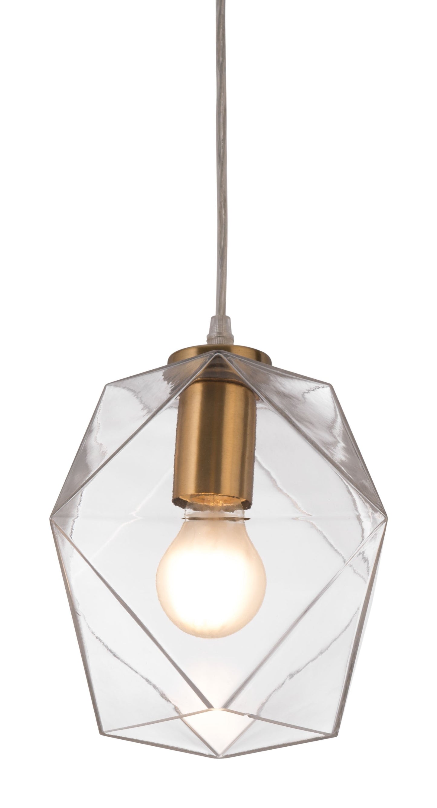 HomeRoots Geometric Plastic Dimmable Ceiling Light With Clear Shades in Gold Finish
