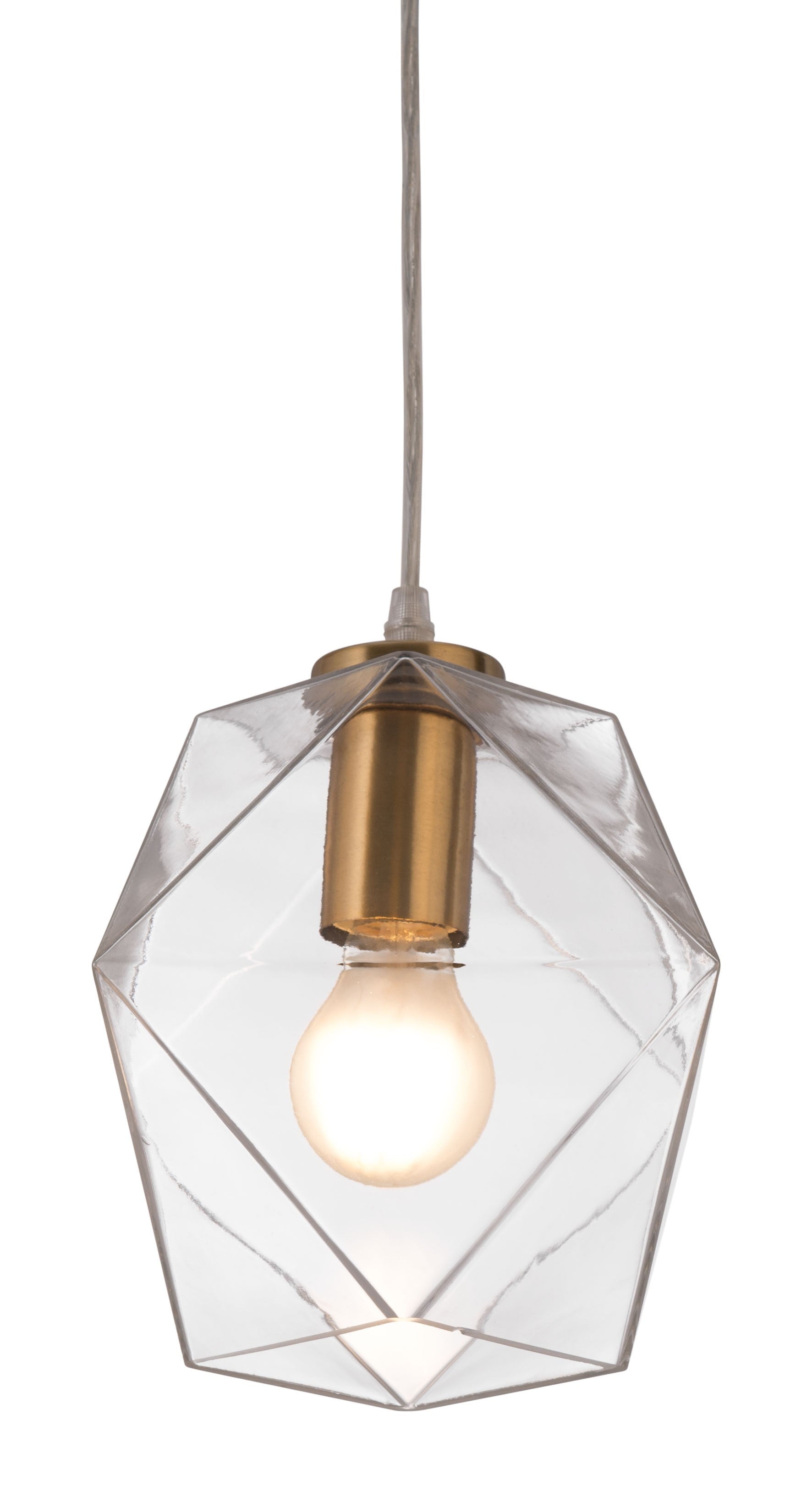 HomeRoots Geometric Plastic Dimmable Ceiling Light With Clear Shades in Gold Finish