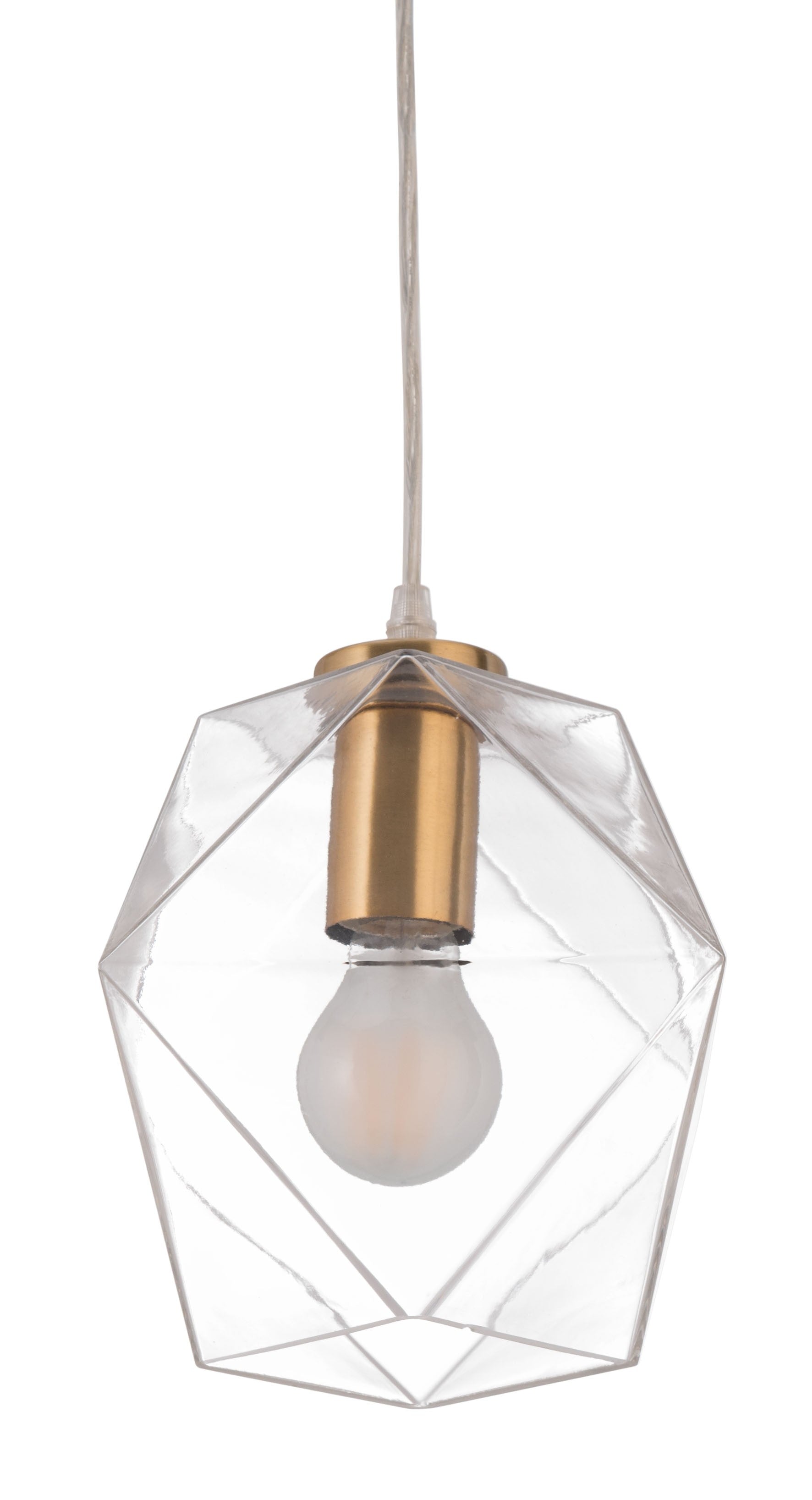 HomeRoots Geometric Plastic Dimmable Ceiling Light With Clear Shades in Gold Finish