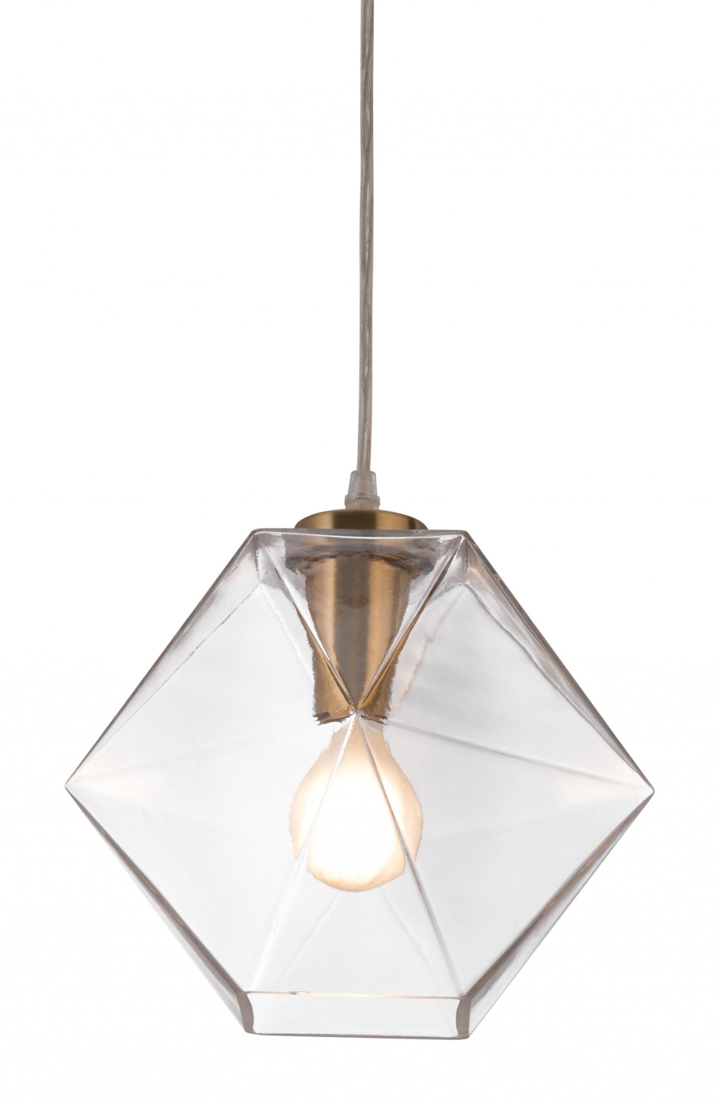 HomeRoots Geometric Plastic Dimmable Ceiling Light With Clear Shades in Gold Finish