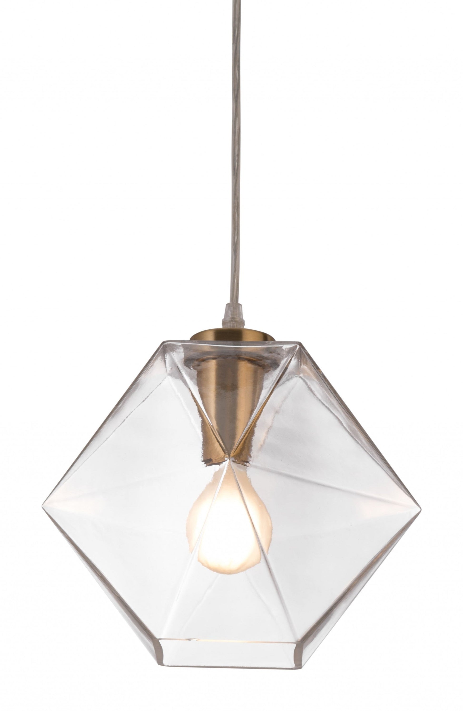 HomeRoots Geometric Plastic Dimmable Ceiling Light With Clear Shades in Gold Finish
