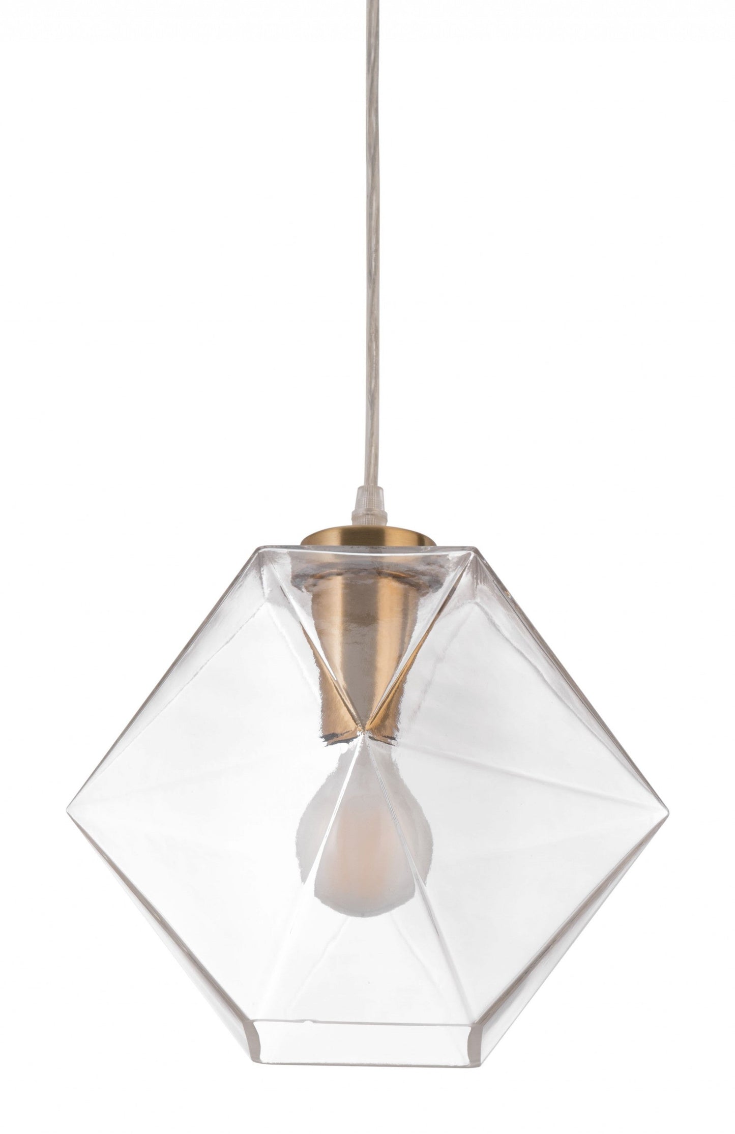 HomeRoots Geometric Plastic Dimmable Ceiling Light With Clear Shades in Gold Finish