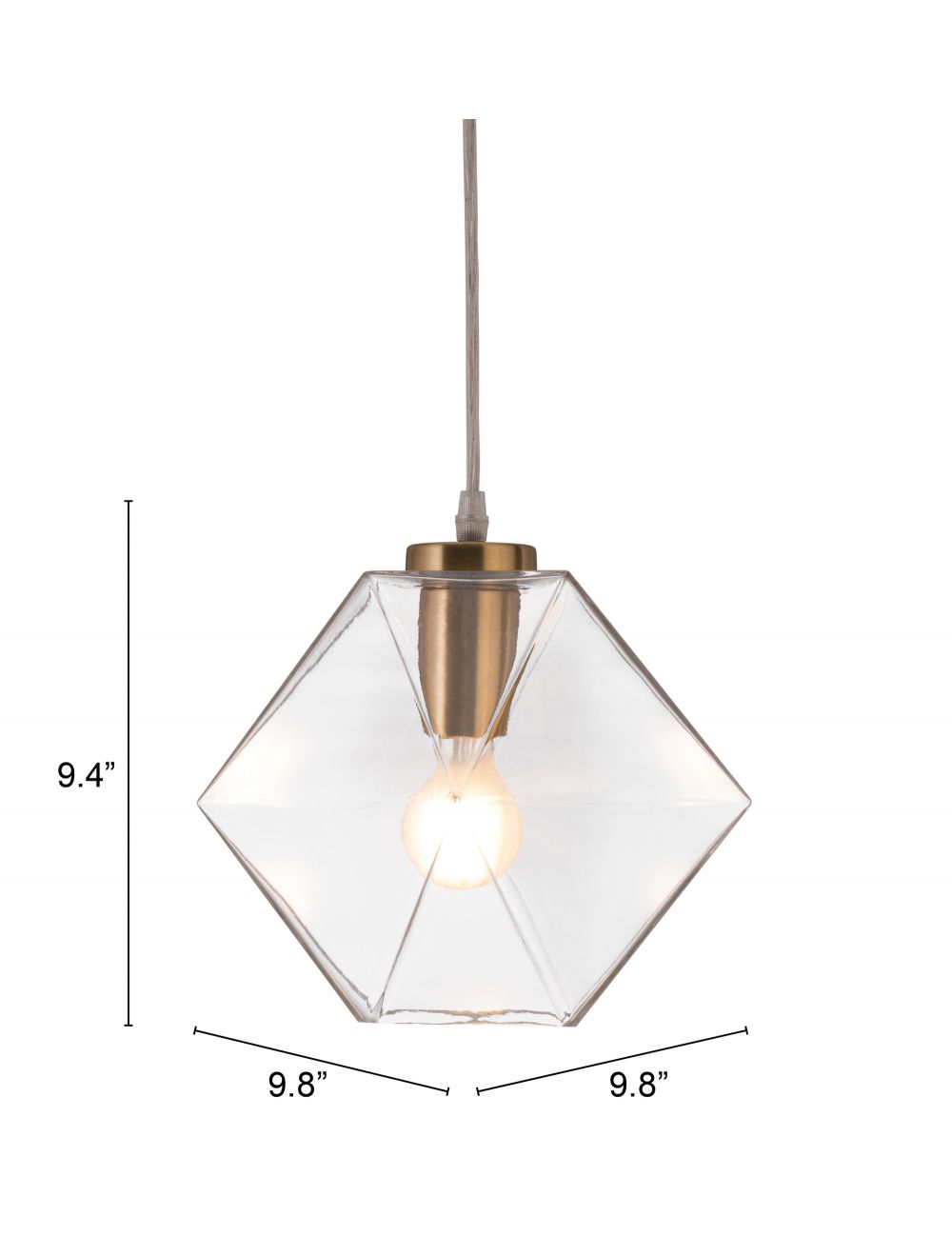 HomeRoots Geometric Plastic Dimmable Ceiling Light With Clear Shades in Gold Finish