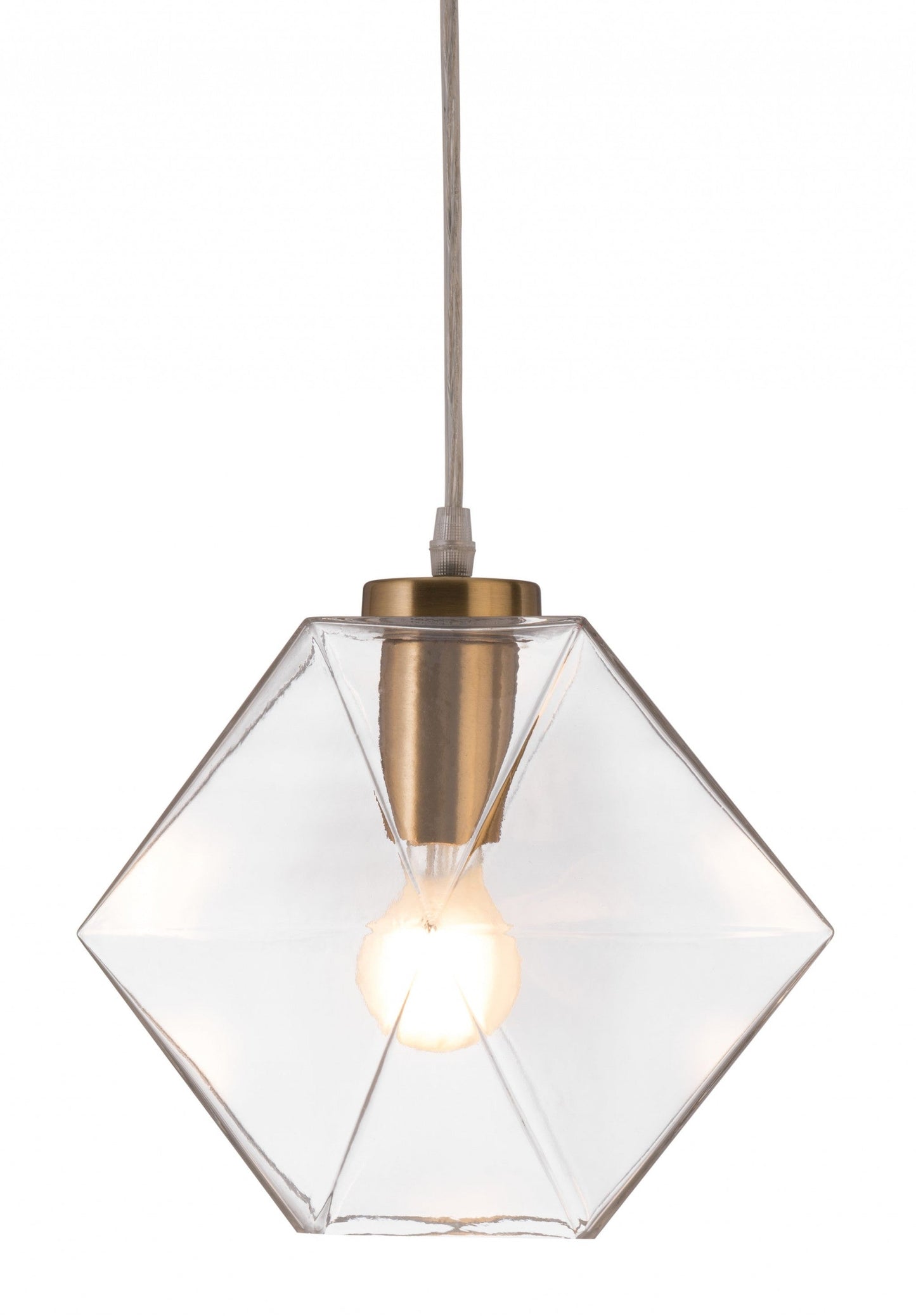 HomeRoots Geometric Plastic Dimmable Ceiling Light With Clear Shades in Gold Finish