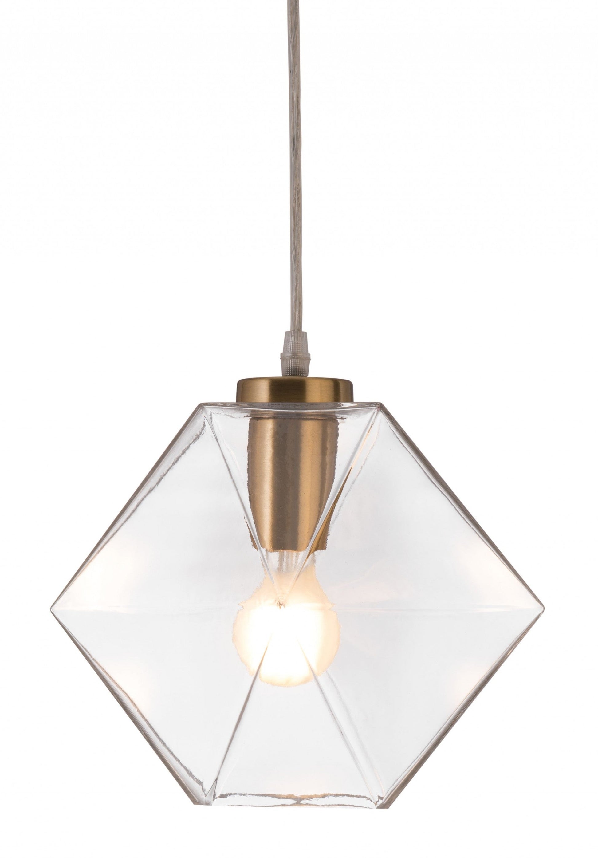HomeRoots Geometric Plastic Dimmable Ceiling Light With Clear Shades in Gold Finish